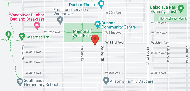 map of 3658 W 33RD AVENUE